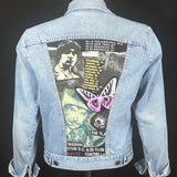 Upcycle Vintage Rustler Jacket with Rock Music Collage Men's Medium Women's Large