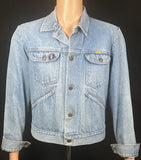 Upcycle Vintage Rustler Jacket with Rock Music Collage Men's Medium Women's Large