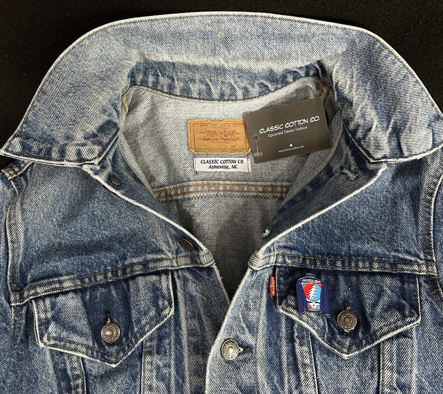 Upcycle Grateful Dead Levi's Denim Jacket Vintage USA 40 Men's Small Women's Medium