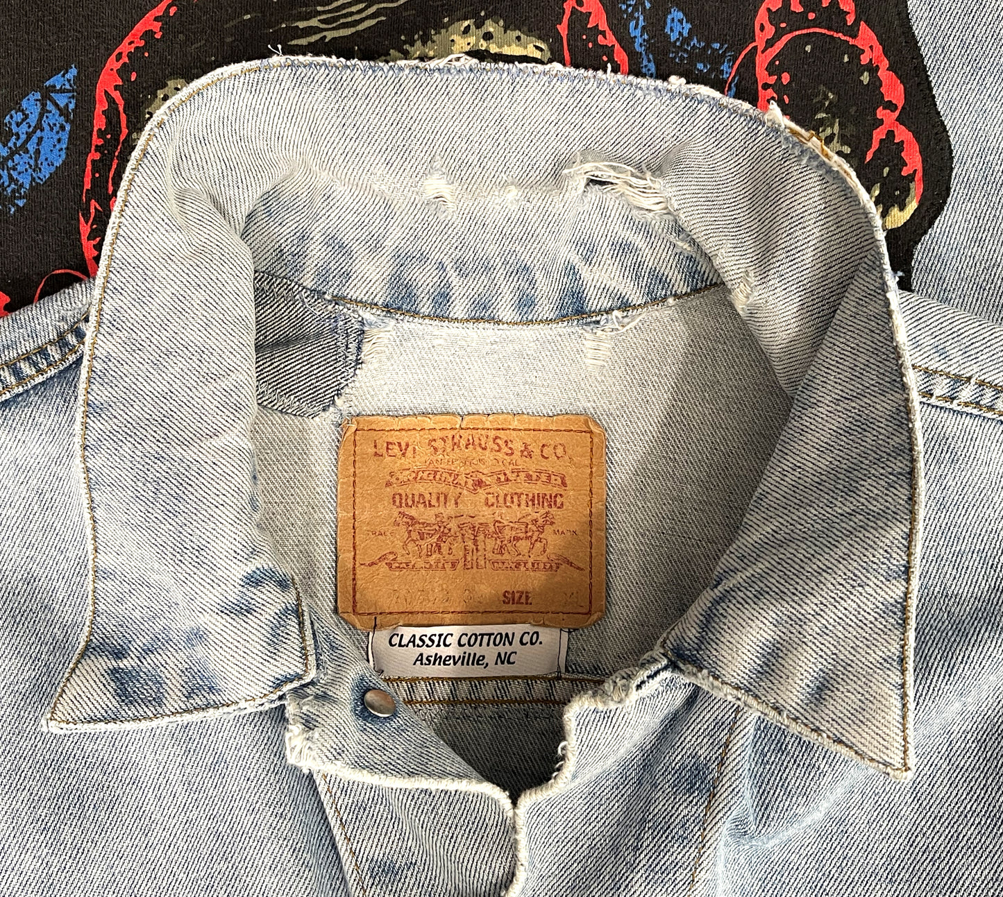 Upcycle Pantera Levis Denim Jacket Mens XLarge