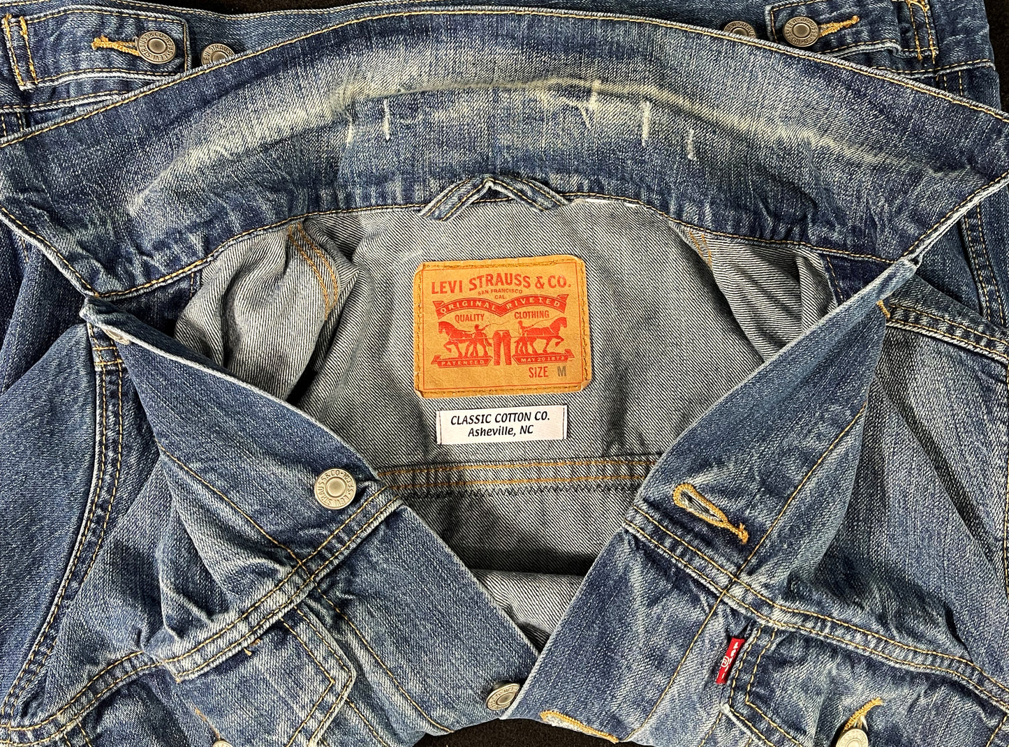 Upcycle Black Rebel Motorcycle Club Levi's Denim Jacket Men's Medium Women's Large