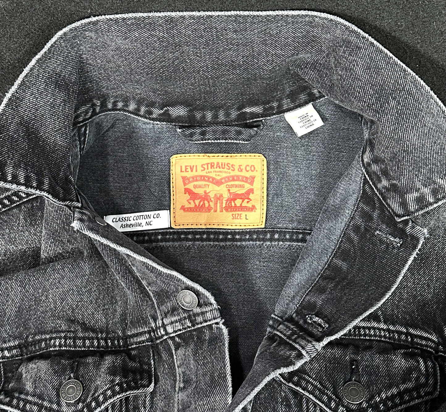 Upcycle Guns N Roses Levi's Black Denim Jacket Men's Large Women's Xlarge