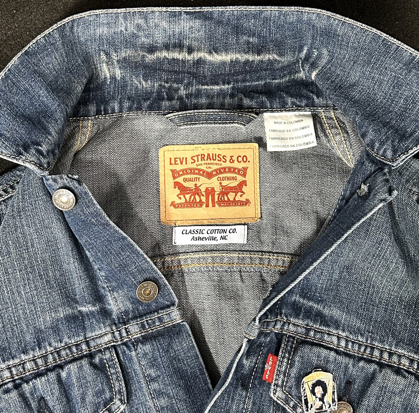 Upcycle Johnny Cash Levi's Denim Jacket Willie Nelson Men's Small Women's Medium