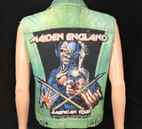 Upcycle Iron Maiden Levi's Green Denim Jacket Vest Medium/Large