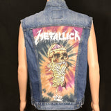 Upcycle Levi's Denim Vest Metallica Pushead Men's Large Battle Jacket Base