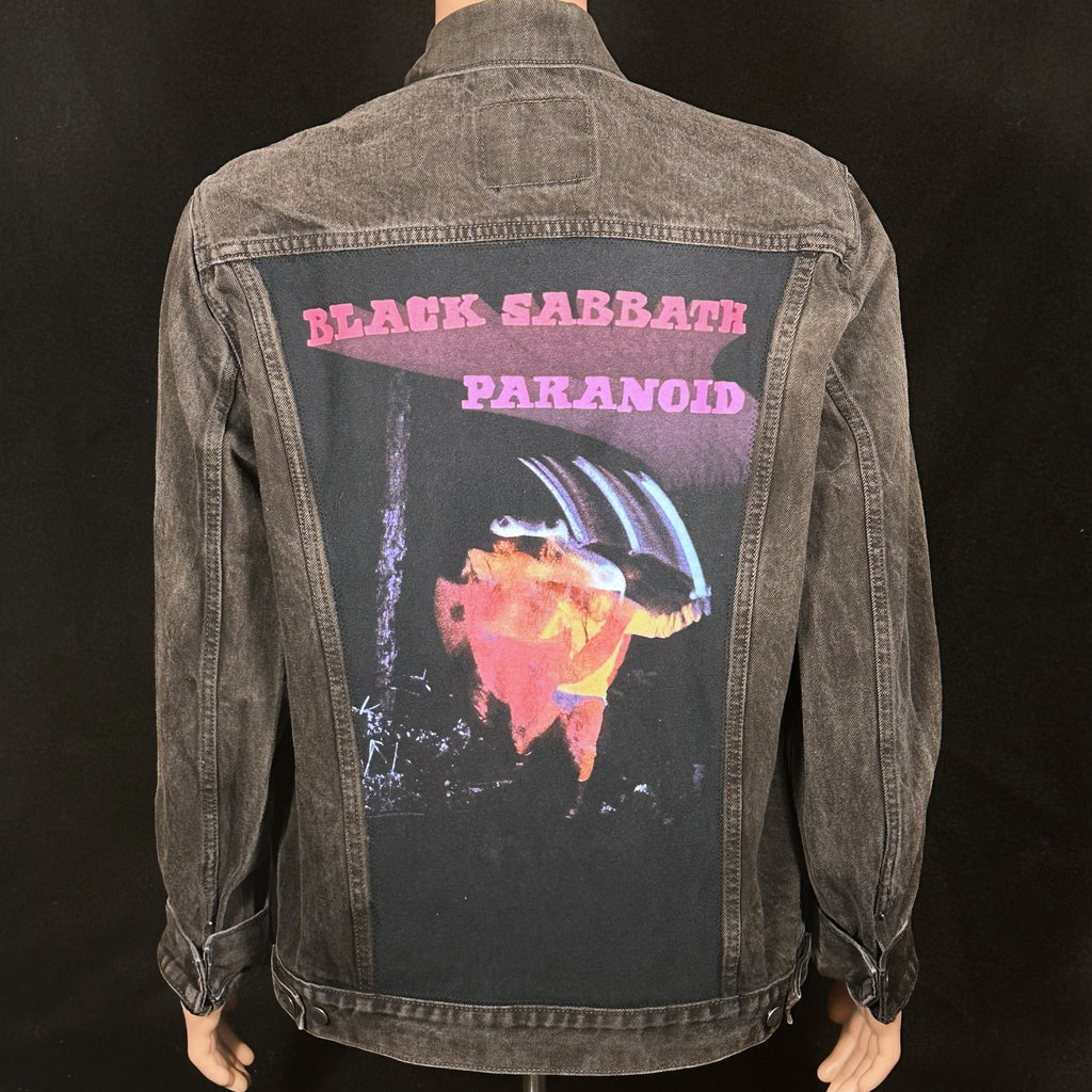 Upcycle Black Sabbath Levi's Black Denim Jacket Paranoid Men's XLARGE