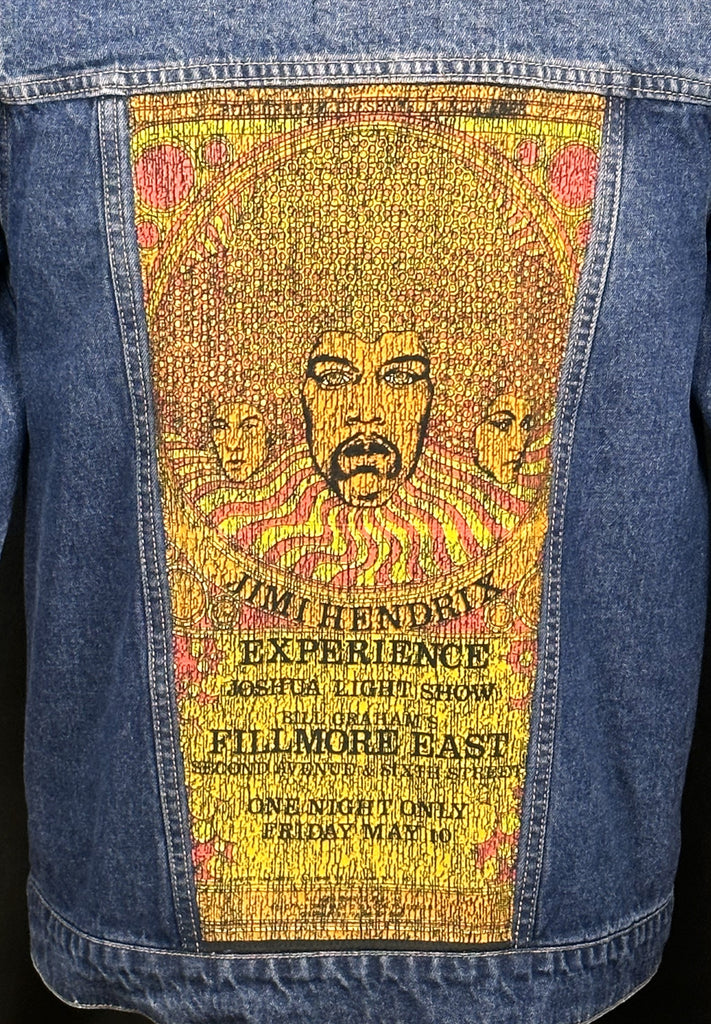 Upcycle Jimi Hendrix Levi's Denim Jacket Fillmore East Youth Large Men's XSmall Women's Small