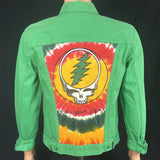 Upcycle Grateful Dead Levi's Green Denim Jacket Steal Your Face Men's Medium Women's Large