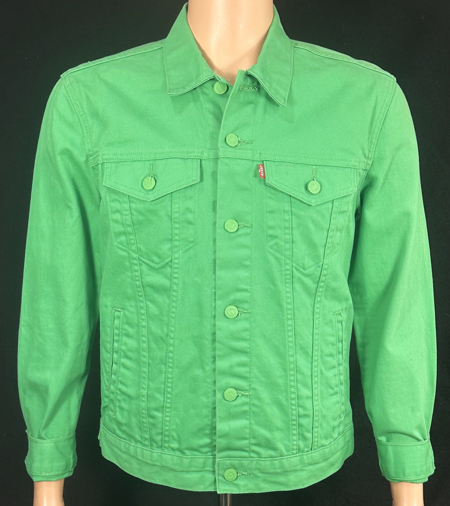 Upcycle Grateful Dead Levi's Green Denim Jacket Steal Your Face Men's Medium Women's Large