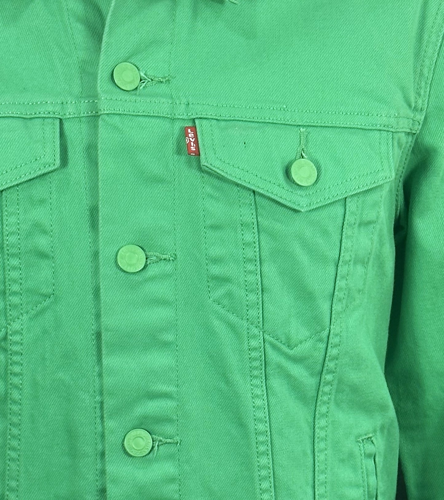 Upcycle Grateful Dead Levi's Green Denim Jacket Steal Your Face Men's Medium Women's Large