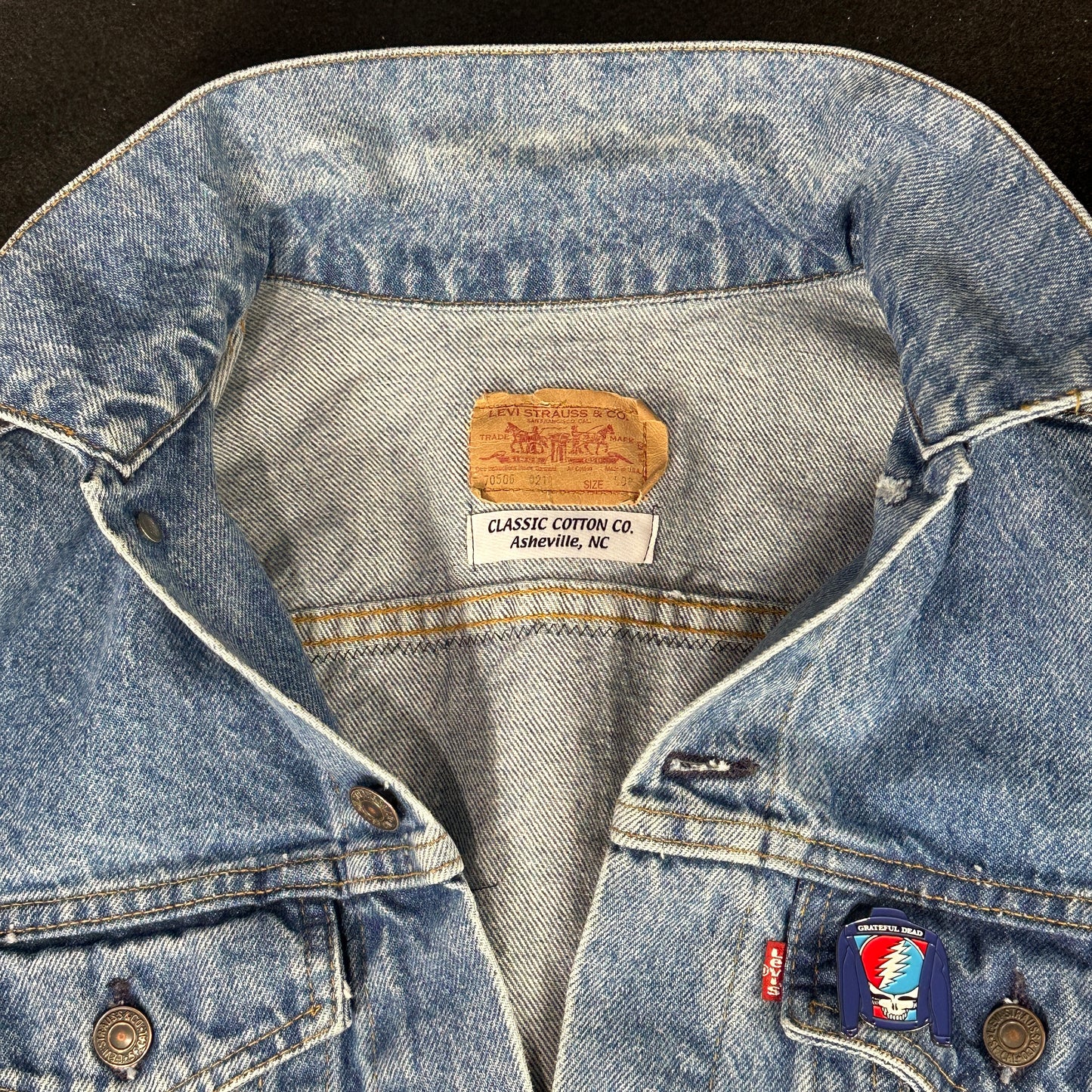 Upcycle Grateful Dead Levi's Denim Jacket USA 40R Spring Tour 77 Men's Small Women's Medium