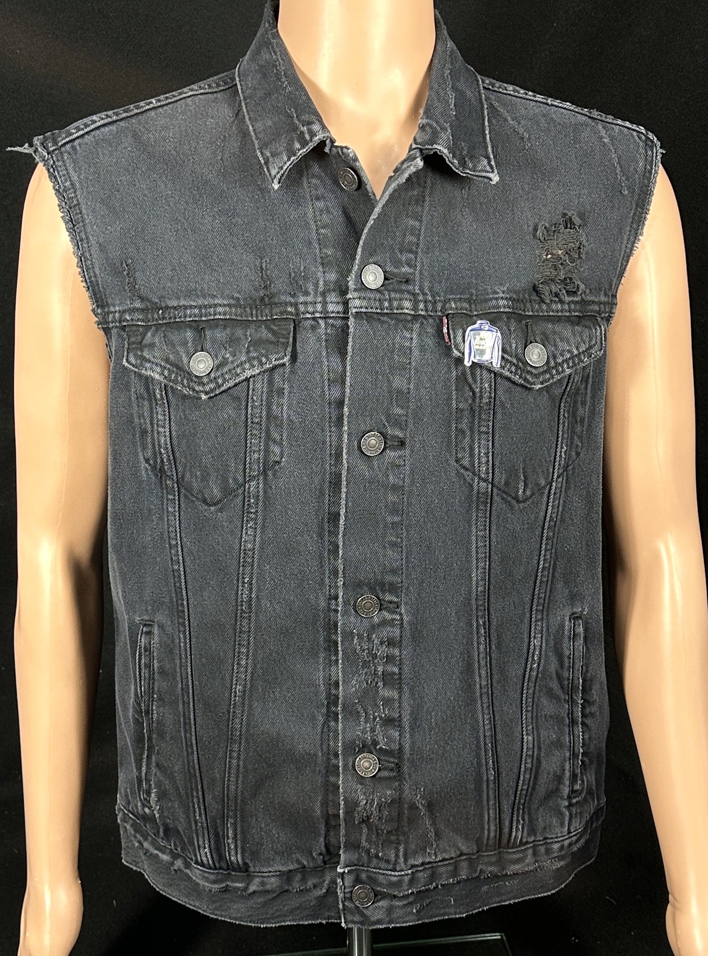 Upcycle Metallica Levi's Black Denim Vest Jacket Men's Large
