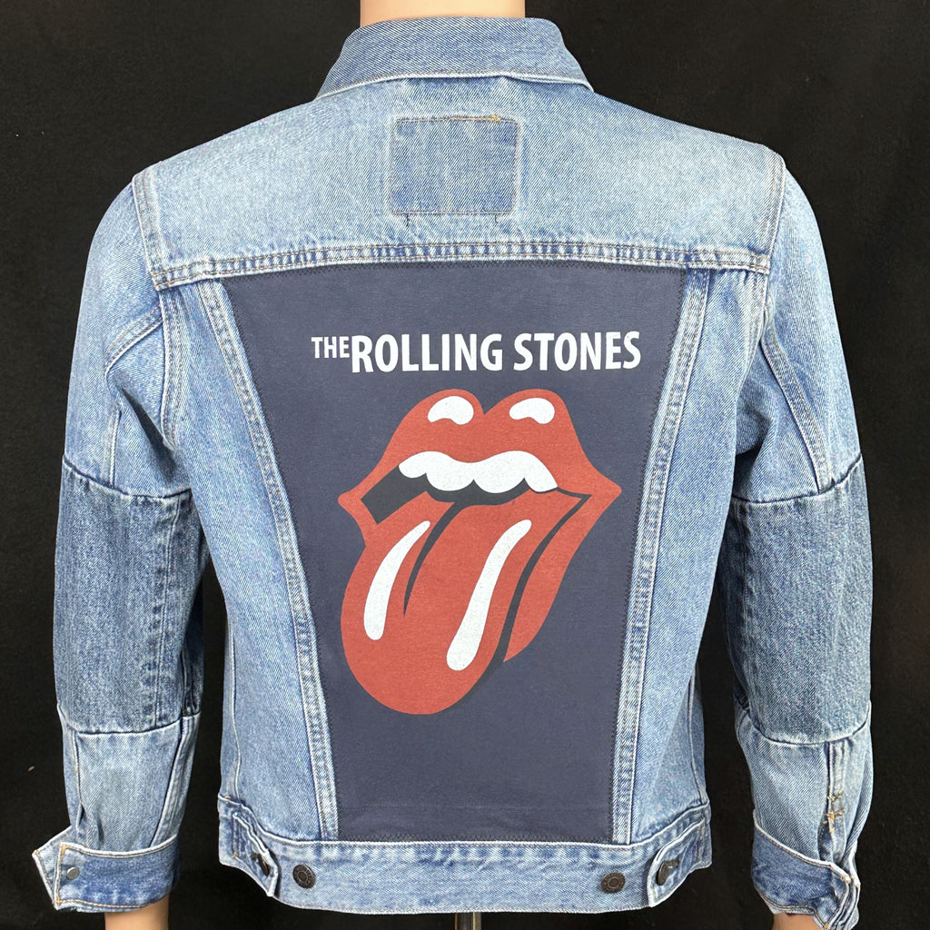 Upcycle Rolling Stones Levi's Two Tone Jacket Tongue Men's XSmall Women's Small