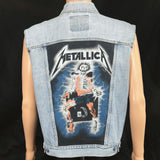 Upcycle Metallica Levi's Denim Vest Jacket Ride the Lightning Men's Medium/Large