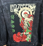 Upcycle Led Zeppelin Levi's Black Denim Jacket ZOSO Men's Large Women's XLarge