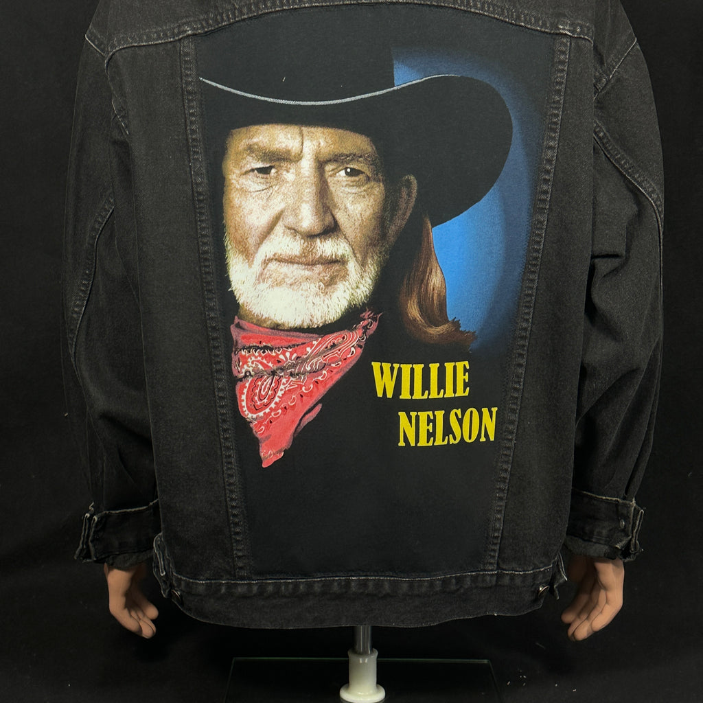 Upcycle Willie Nelson Levi's Black Denim Jacket Men's XXL