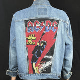 Upcycle Levi's AC/DC Denim Jacket Let There Be Rock Men's Large Women's XLarge