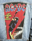 Upcycle Levi's AC/DC Denim Jacket Let There Be Rock Men's Large Women's XLarge