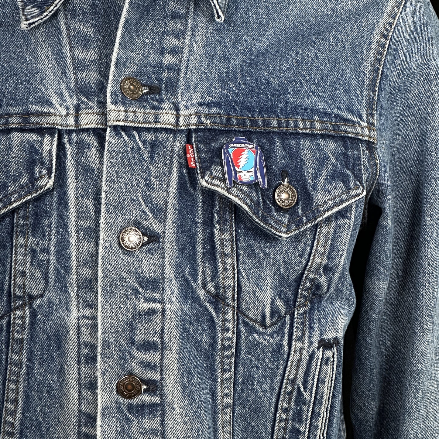 Upcycle Grateful Dead Levi's Denim Jacket Vintage USA 40 Men's Small Women's Medium