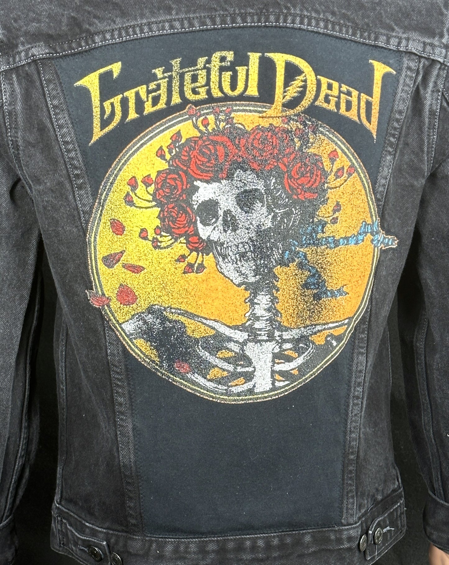 Upcycle Grateful Dead Levi's Black Denim Bertha Men's Medium Women's Large