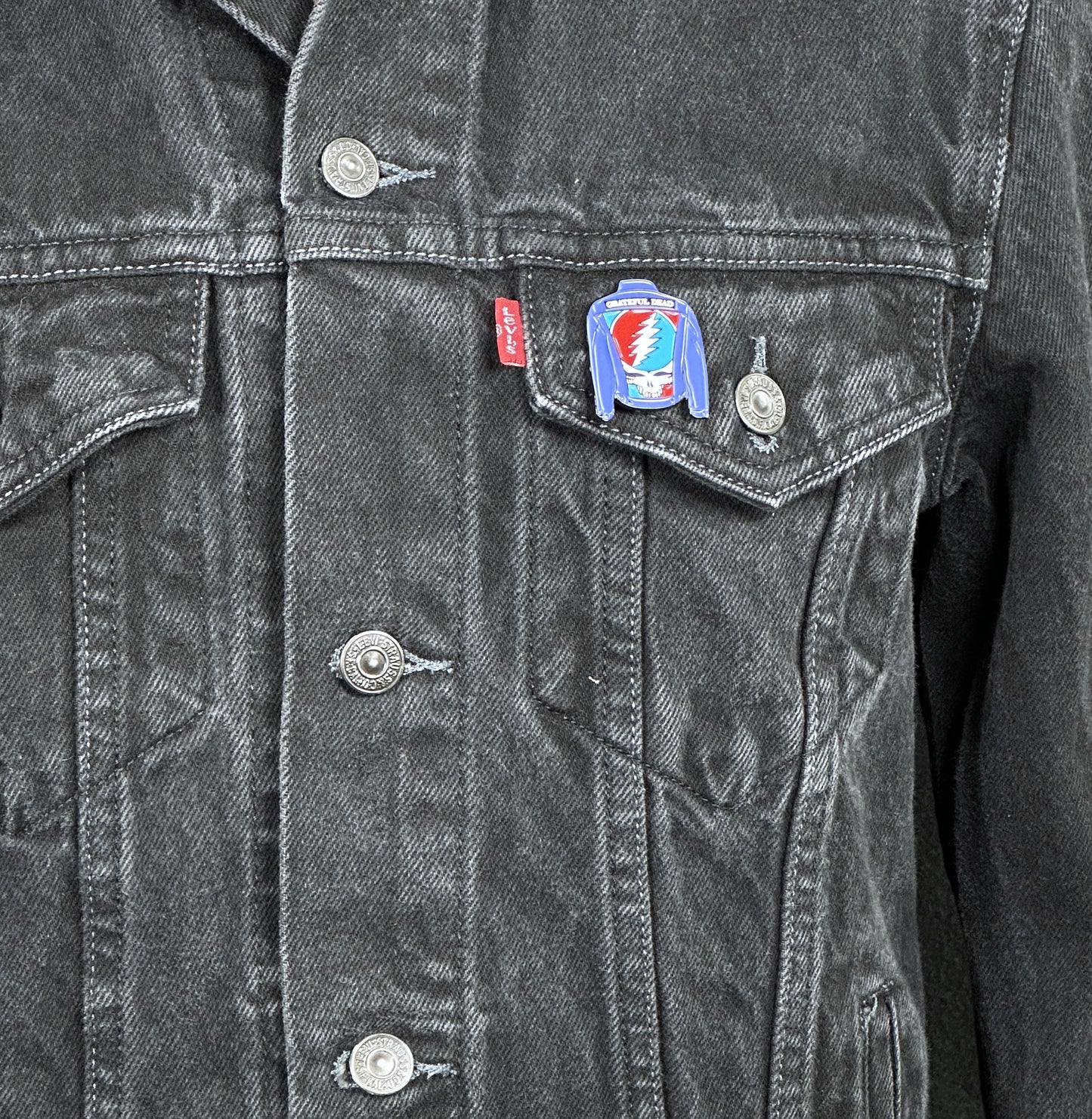 Upcycle Grateful Dead Levi's Black Denim Bertha Men's Medium Women's Large