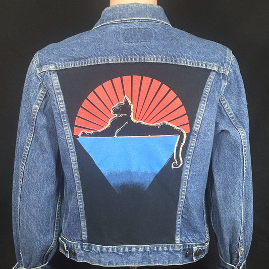 Upcycle Grateful Dead Jerry Garcia Band Levi's Denim Jacket Cats Under the Stars Vintage USA 42 Men's Medium Women's Large