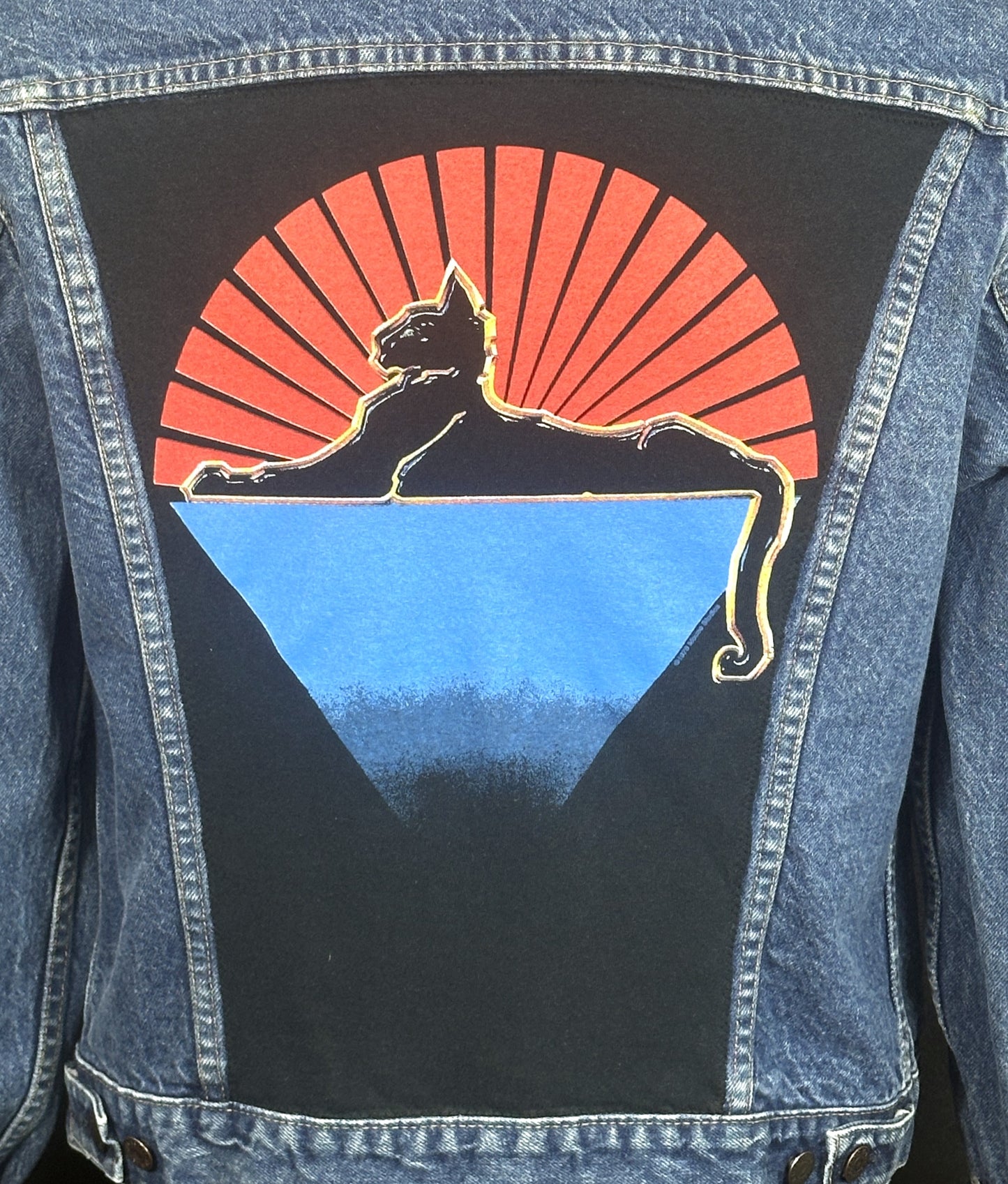 Upcycle Grateful Dead Jerry Garcia Band Levi's Denim Jacket Cats Under the Stars Vintage USA 42 Men's Medium Women's Large