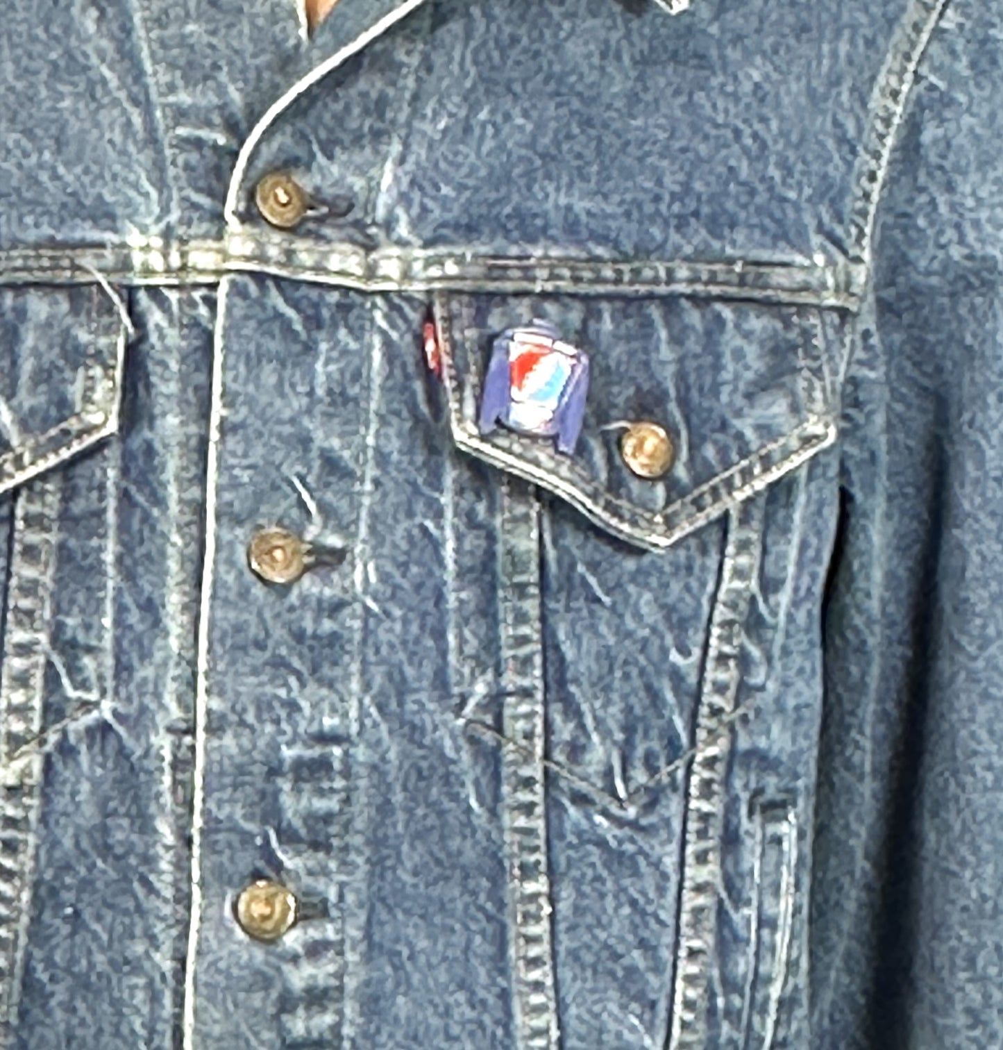 Upcycle Grateful Dead Jerry Garcia Band Levi's Denim Jacket Cats Under the Stars Vintage USA 42 Men's Medium Women's Large