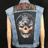 Upcycle SLAYER Levi's Denim Vest Jacket Vintage Men's Large/XLarge