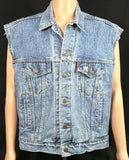 Upcycle SLAYER Levi's Denim Vest Jacket Vintage Men's Large/XLarge