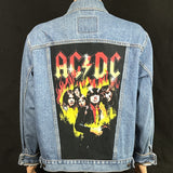 Upcycle AC/DC Levi's Denim Jean Jacket Men's Large Women's XLarge