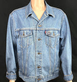 Upcycle AC/DC Levi's Denim Jean Jacket Men's Large Women's XLarge