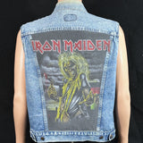 Upcycle Iron Maiden Levi's Denim Vest Men's USA 46 LARGE  Battle Jacket Base