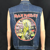 Upcycle Iron Maiden Levi's Denim Vest Men's LARGE Battle Jacket Base