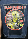 Upcycle Iron Maiden Levi's Denim Vest Men's LARGE Battle Jacket Base