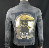 Upcycle Beatles John Lennon Black Levi's Denim Jacket Men's Small Women's Medium