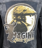 Upcycle Beatles John Lennon Black Levi's Denim Jacket Men's Small Women's Medium