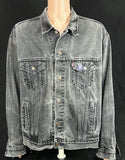 Upcycle Motley Crue Levi's Black Denim Jacket Distressed Dr Feelgood Men's XLarge