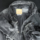 Upcycle Motley Crue Levi's Black Denim Jacket Distressed Dr Feelgood Men's XLarge