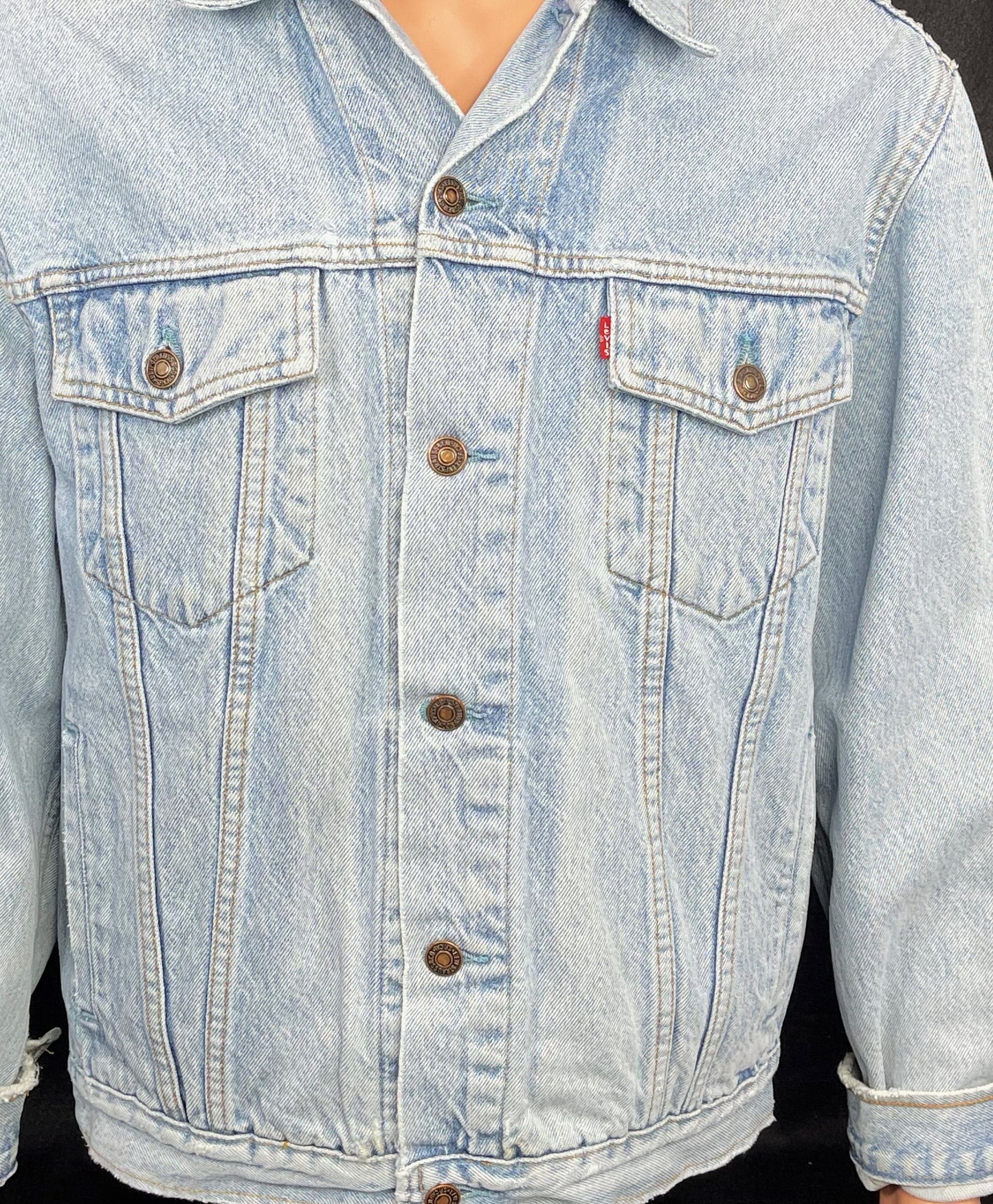Upcycle Janis Joplin Levi's Denim Jacket Vintage USA Mens Medium Womens Large