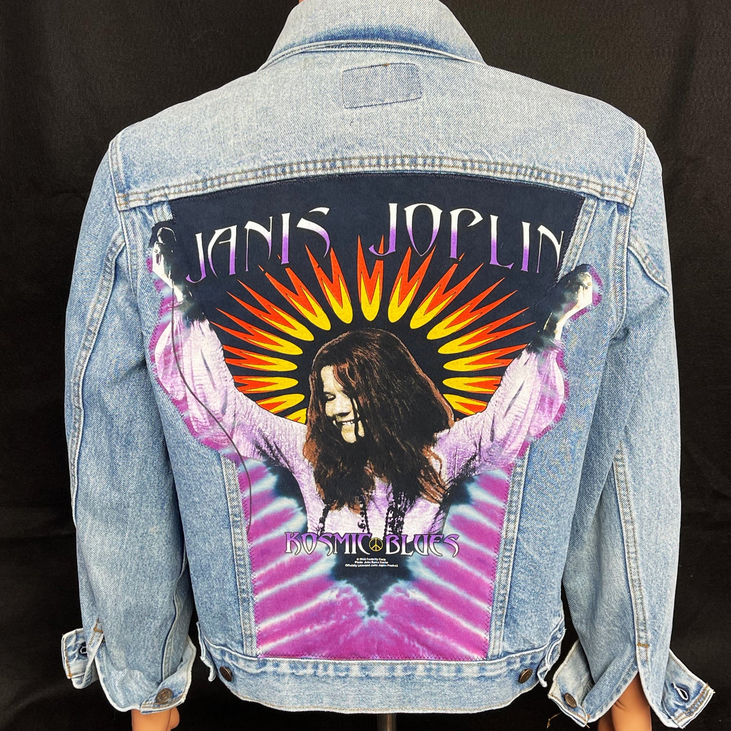 Upcycle Janis Joplin Levi's Denim Jacket Vintage USA Mens Medium Womens Large
