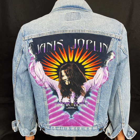 Upcycle Janis Joplin Levi's Denim Jacket Vintage USA Mens Medium Womens Large