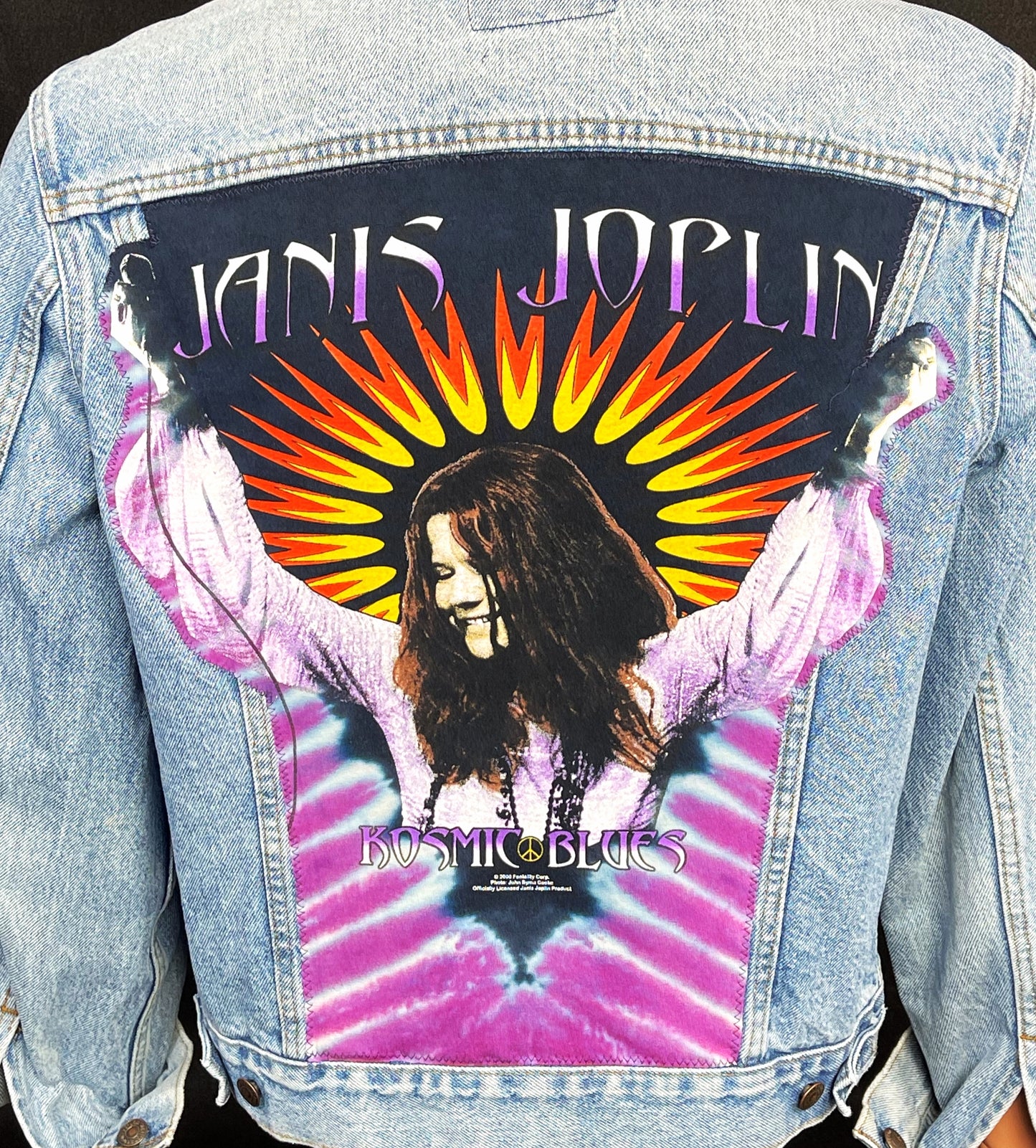 Upcycle Janis Joplin Levi's Denim Jacket Vintage USA Mens Medium Womens Large