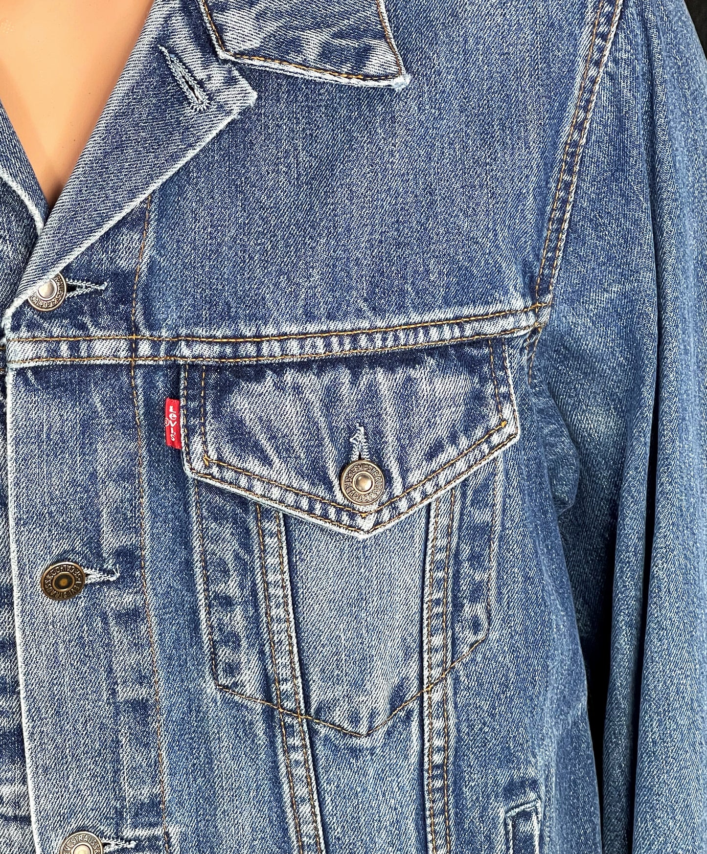 Upcycle Grateful Dead Levis Denim Jacket Skiing Bears Mens Large Womens XLarge