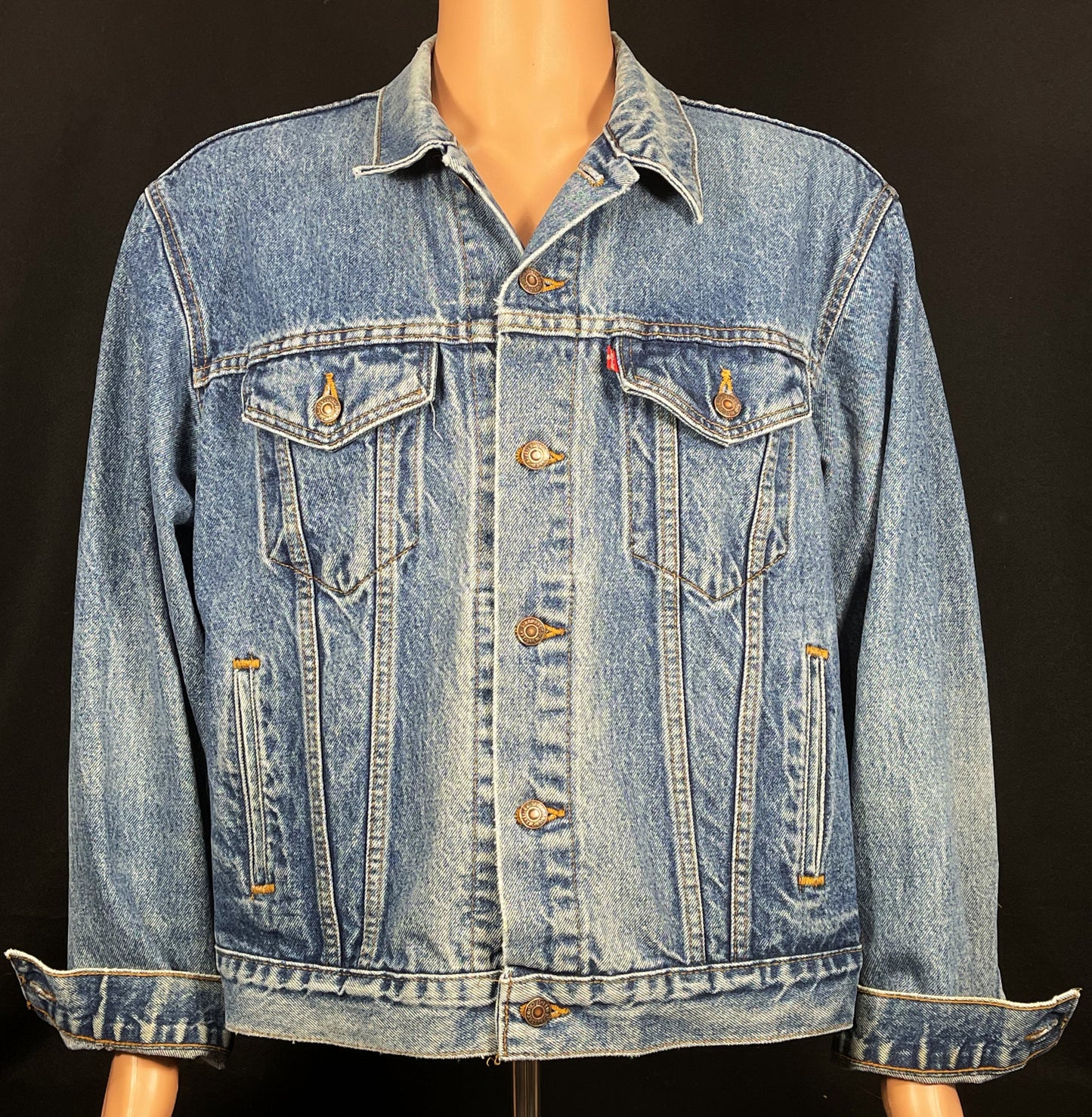 Upcycle Led Zeppelin Levis Denim Jacket ZOSO Tie Dye Vintage USA 44 Mens Large Womens XLarge
