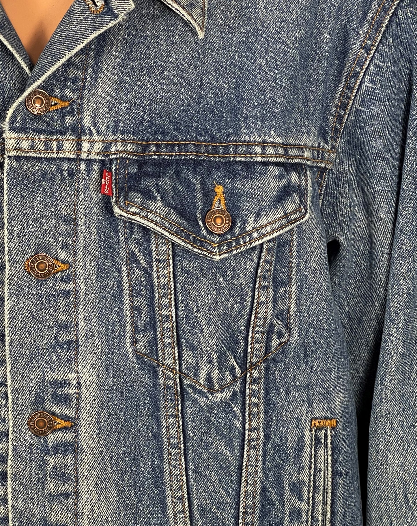 Upcycle Led Zeppelin Levis Denim Jacket ZOSO Tie Dye Vintage USA 44 Mens Large Womens XLarge