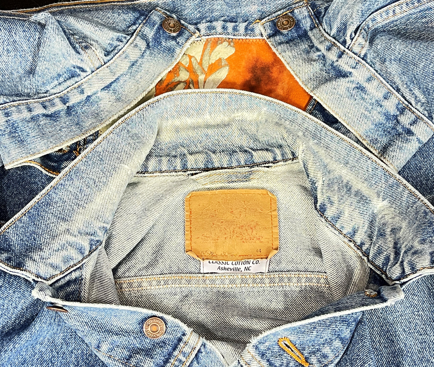 Upcycle Led Zeppelin Levis Denim Jacket ZOSO Tie Dye Vintage USA 44 Mens Large Womens XLarge