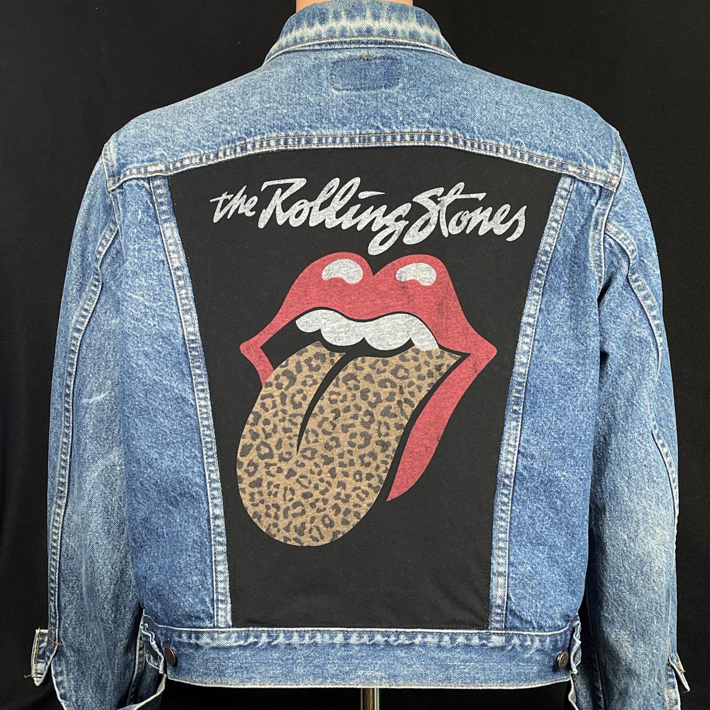 Upcycle Rolling Stones Levi's Jacket Tongue Logo Vintage USA 48 Mens Large Womens XLarge