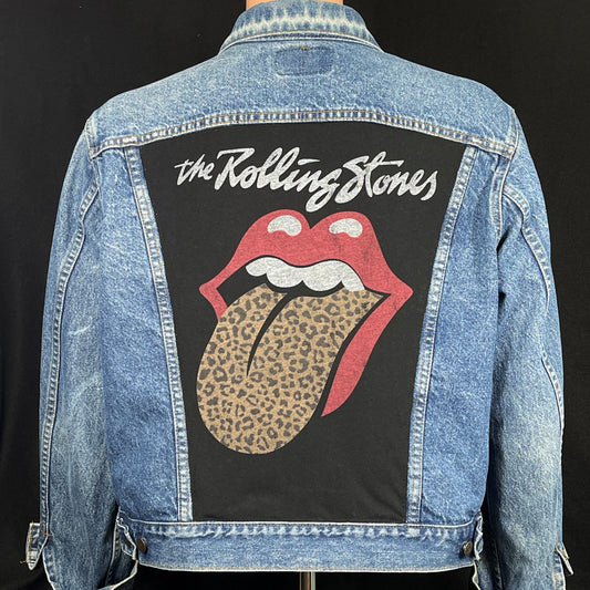 Upcycle Rolling Stones Levi's Jacket Tongue Logo Vintage USA 48 Mens Large Womens XLarge