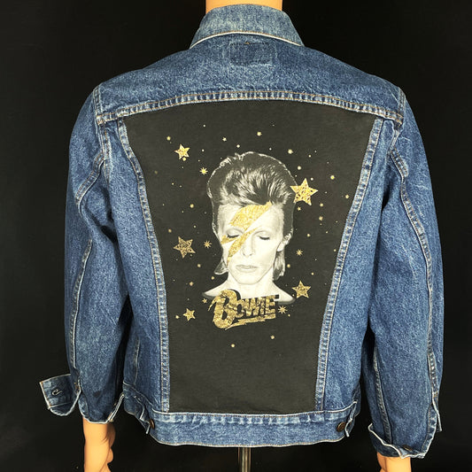 Upcycle David Bowie Levis Denim Jacket Ziggy Stardust Vintage USA 42 Mens Small Womens Large